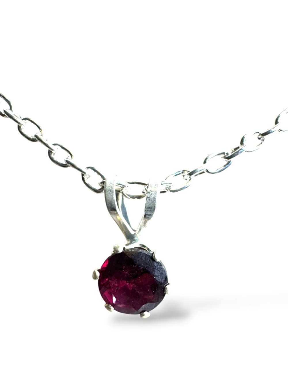 Effy Burgundy Stone Silver Tone Necklace